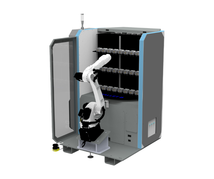 Tezmaksan CubeBOX Blues RT-Vise CNC-Automationszelle